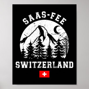 Póster Estación de esquí Saas-fee Suiza Alpes Esquí alpin
