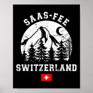 Póster Estación de esquí Saas-fee Suiza Alpes Esquí alpin