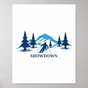 Póster Estación de esquí Showdown Montana Esquiador