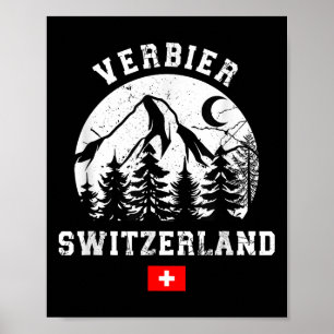 Póster Estación de esquí Suiza Verbier Alpes Esquí Alpino