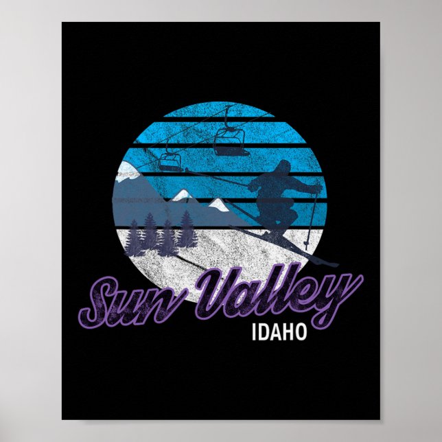 Póster Estación De Esquí Sun Valley Idaho Usa Snowboardin (Frente)