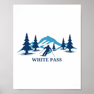 Póster Estación de Esquí White P Washington Esquiador Esq