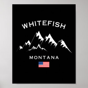 Póster Estación de esquí Whitefish Montana Montañas Rocos
