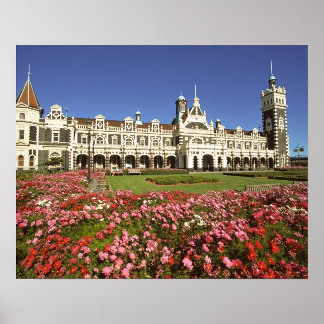 Póster Estación de Ferrocarril Histórica, Dunedin, Nueva  (Frente)
