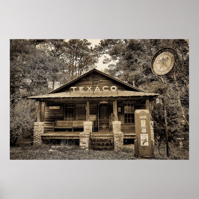 Póster Estación de gas antigua (Frente)