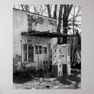 Póster Estación de gas antigua