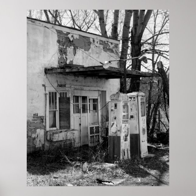 Póster Estación de gas antigua (Frente)