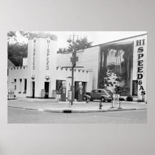 Póster Estación de gas antigua