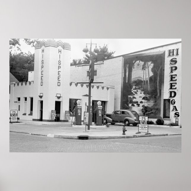 Póster Estación de gas antigua (Frente)