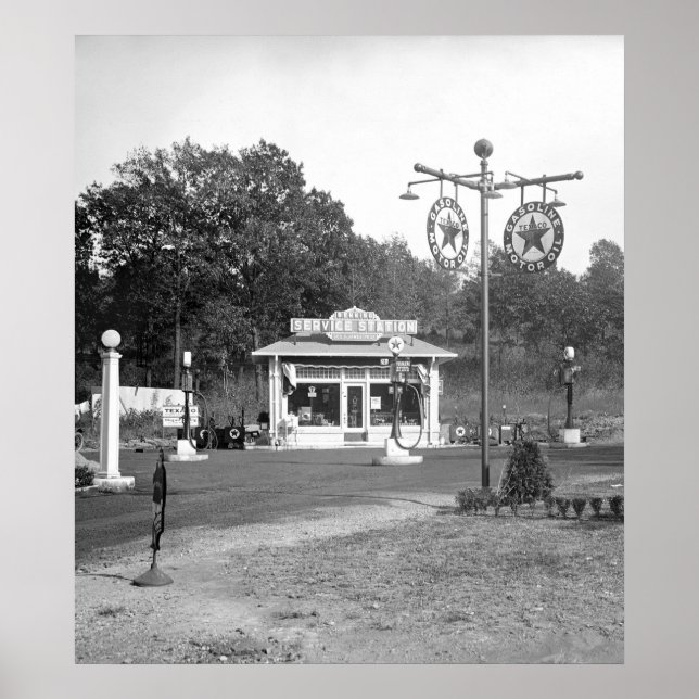 Póster Estación de gas antigua de 1925 (Frente)