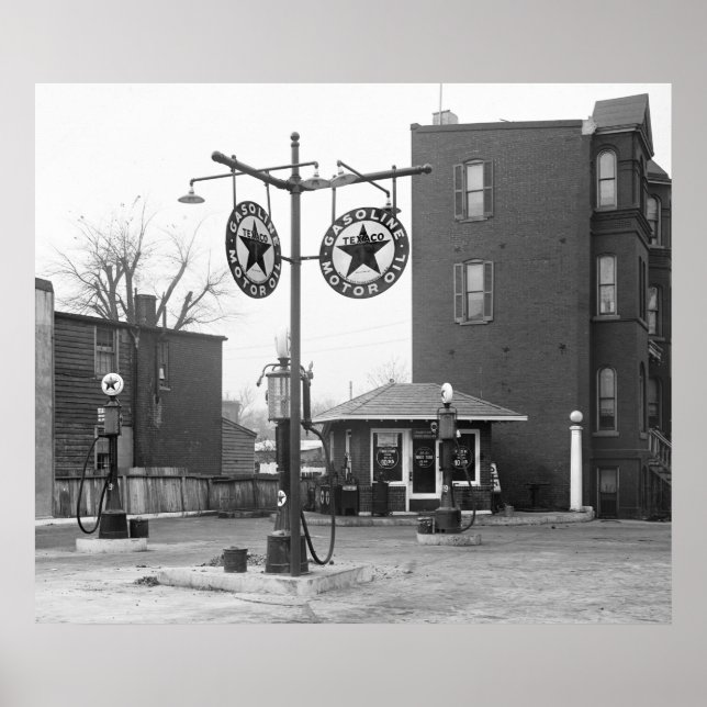 Póster Estación de gas antigua de 1925 (Frente)