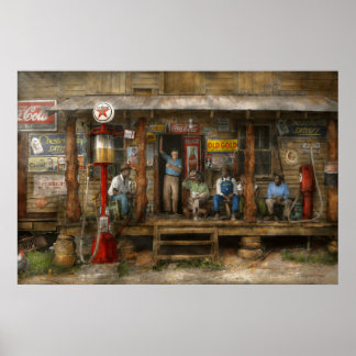 Póster Estación de gasolina - Domingo por la tarde - 1939