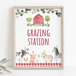 Póster Estación de Grazing de la Granja Greenery Rótulo d