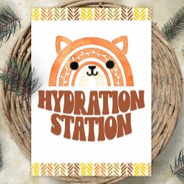 Póster Estación de hidratación 5x7 Cumpleaños Boho Woodla