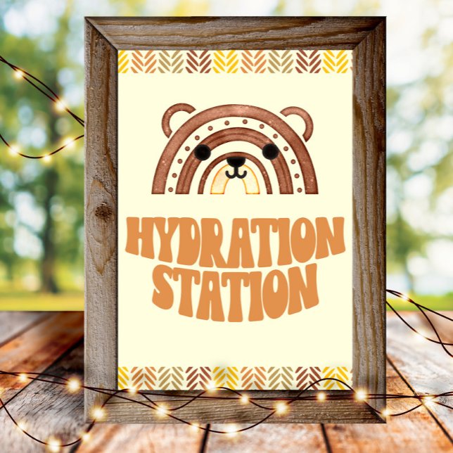 Póster Estación de hidratación Boho Woodland Bear Cumplea (Subido por el creador)