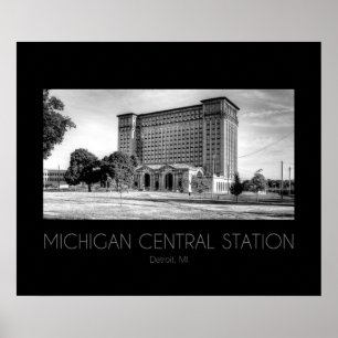 Póster Estación de la central de Michigan