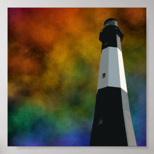 Póster estación de luz de la isla tybee