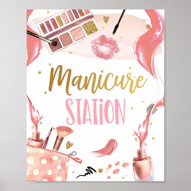 Póster Estación de Manicure Spa Fiesta Makeup Glamour Chi (Frente)