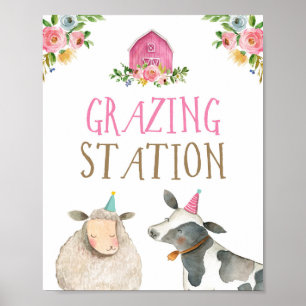 Póster Estación de moda Granja Animales Barn Chica Cumple
