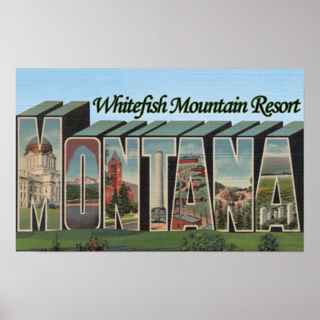 Póster Estación de Montaña Whitefish, Montana (Frente)