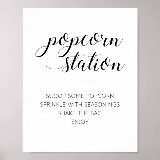 Póster Estación de Palomitas de Bodas con Letra Negra Mod (Frente)