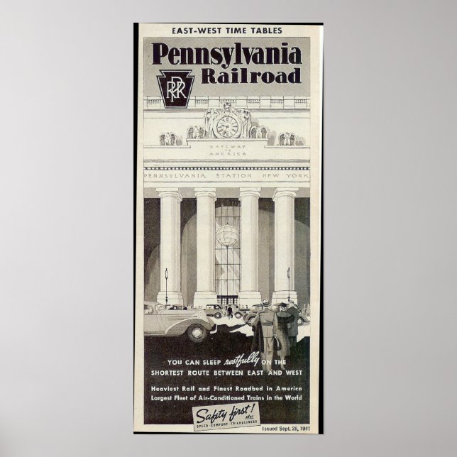 Póster Estación de Pennsylvania New York ,Horario 1941 (Frente)