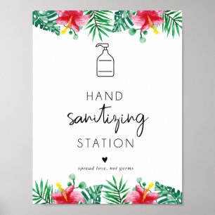 Póster Estación de saneamiento de manos tropical