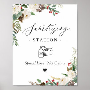 Póster Estación de sanitización Rótulo Moda rústica flora