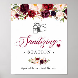 Póster Estación de Sanitization Rótulo Borgoña Moda Rubor