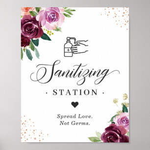 Póster Estación de Sanitization Rótulo Lilac Plum Purple