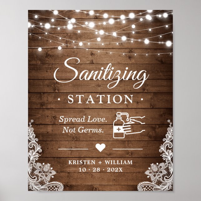 Póster Estación de Sanitization Rótulo Rústica Wood Twink (Frente)