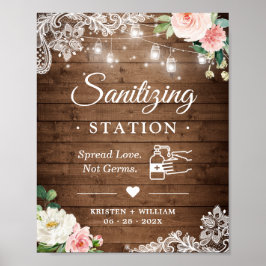Póster Estación de Sanitization Rustic Mason Jar alumbra 