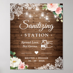 Póster Estación de Sanitization Rustic Mason Jar alumbra