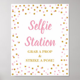Póster Estación de selfie coge un Rótulo rosado en huelga