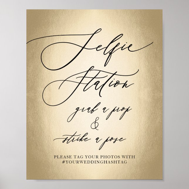 Póster Estación de Selfie con Letrero de Boda en Letra de (Frente)