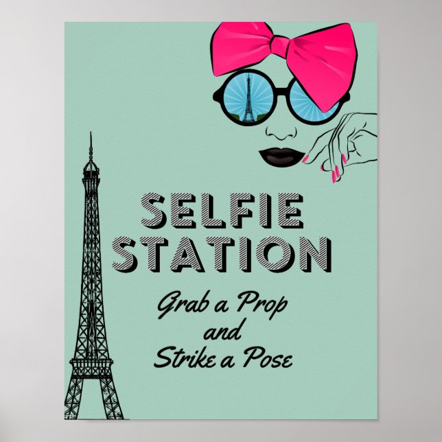Póster Estación de selfie temática de París Rótulo Poster (Frente)