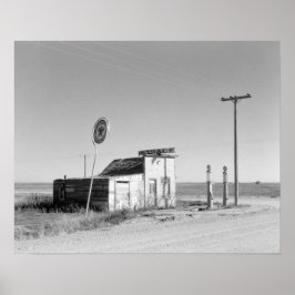 Póster Estación de servicio abandonada, 1937. Foto antigu
