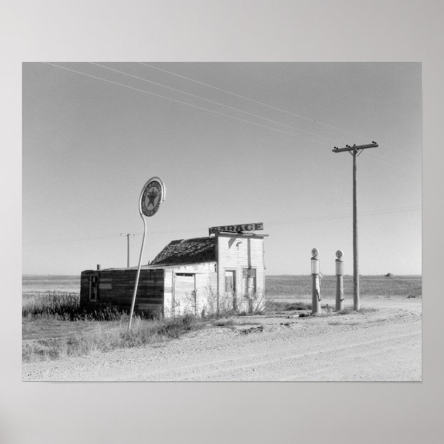 Póster Estación de servicio abandonada, 1937. Foto antigu (Frente)