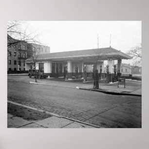 Póster Estación de servicio Amoco, 1925. Foto antigua