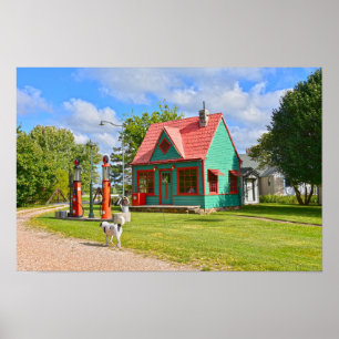 Póster Estación de servicio antigua, Red Oak II, Missouri