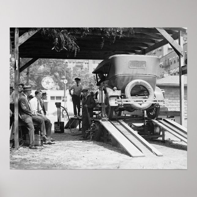Póster Estación de servicio de automóviles, 1924. Foto de (Frente)