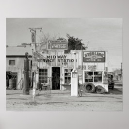 Póster Estación de Servicio Midway, 1939. Foto Vintage
