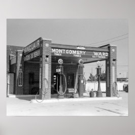 Póster Estación de servicio Sinclair, 1939. Foto antigua