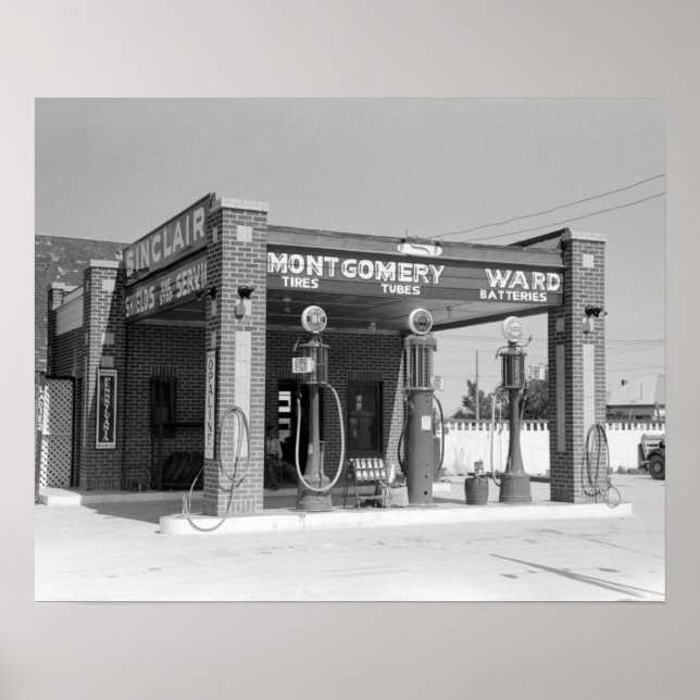 Póster Estación de servicio Sinclair, 1939. Foto antigua (Frente)