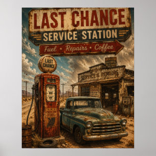 Póster Estación de Servicio Última Oportunidad Ruta 66 Vi