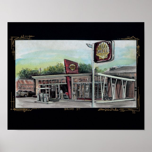 Póster Estación de Shell de Broad St (Frente)