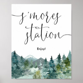 Póster Estación de S'mores bar aromas montañas rústicas