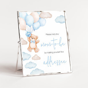 Póster Estación de sobre Baby Shower de globo azul