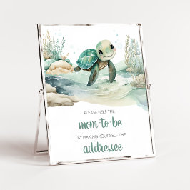 Póster Estación de sobre Baby Shower de tortuga marina