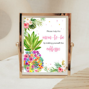 Póster Estación de sobre de piña tropical floral